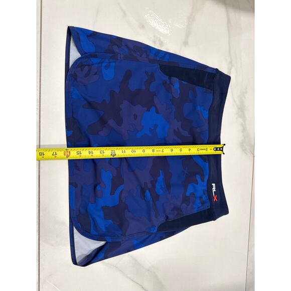 RLX Ralph Lauren Blue Black Camouflage Stretch Skort Sz M At Leisure Tennis Golf - Picture 11 of 14